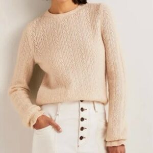 Boden Cream Cable Knit Sweater